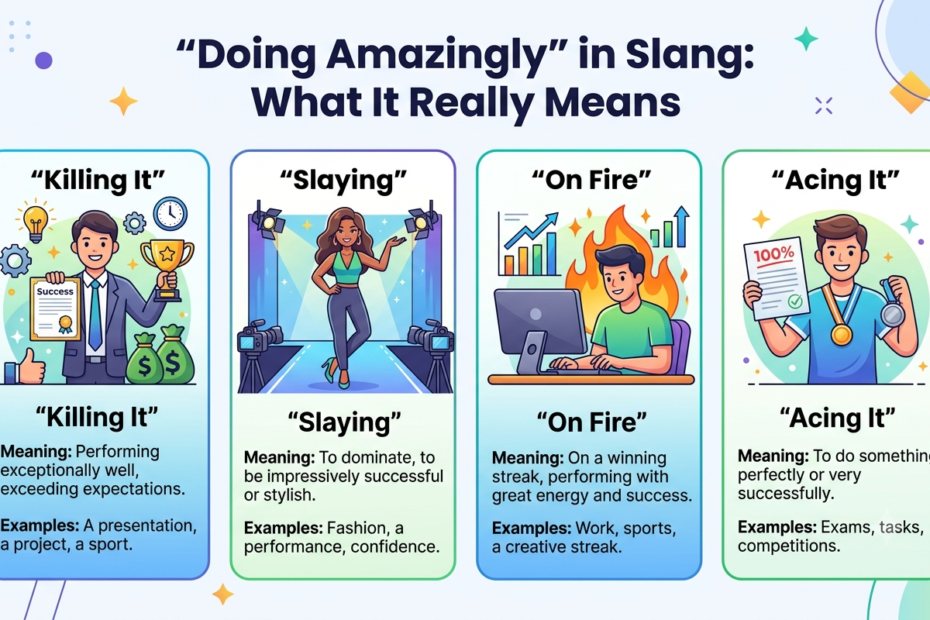 doing amazingly in slang